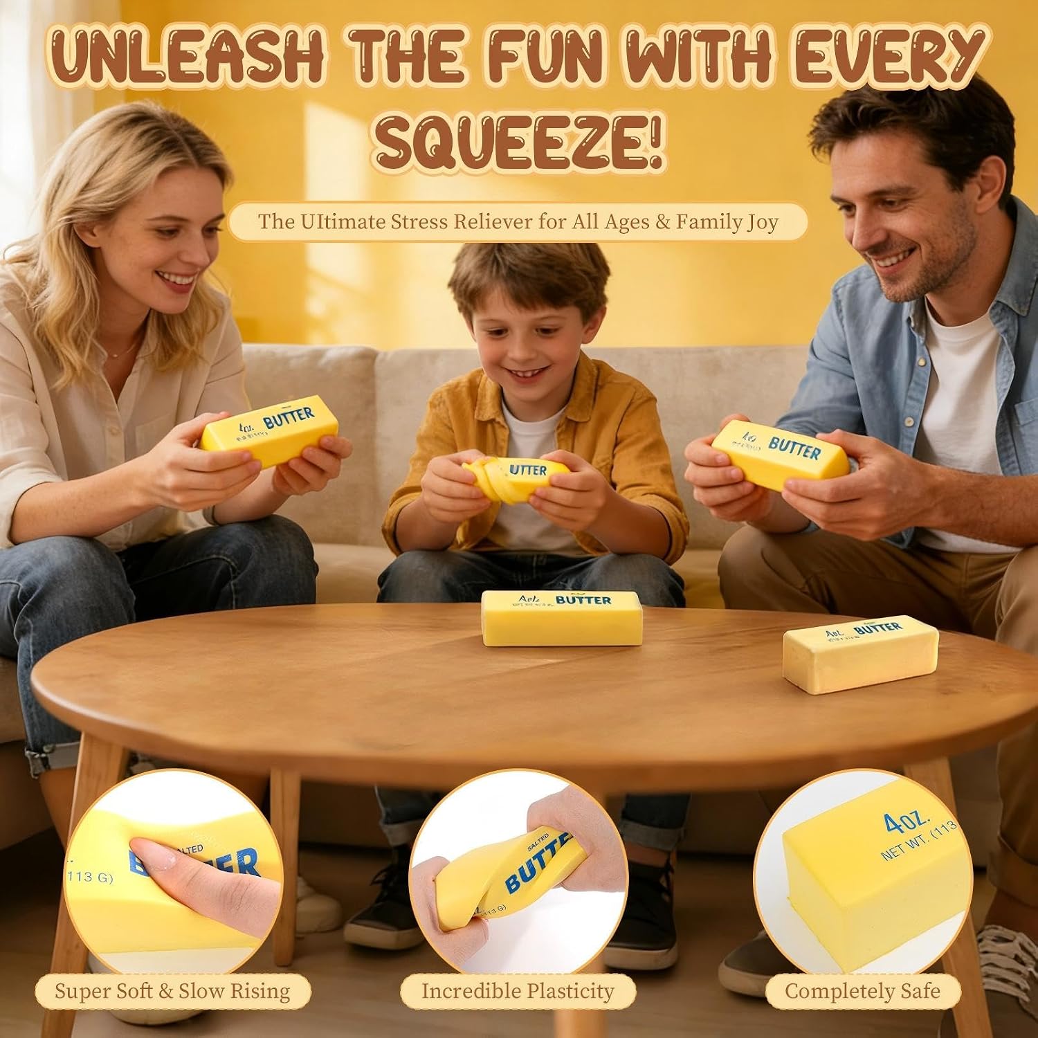 Squeeze Butter Toy, Butter Squishy Stress Toy, Slow Rebound Butter Squeeze Stress toy- Pack of 1