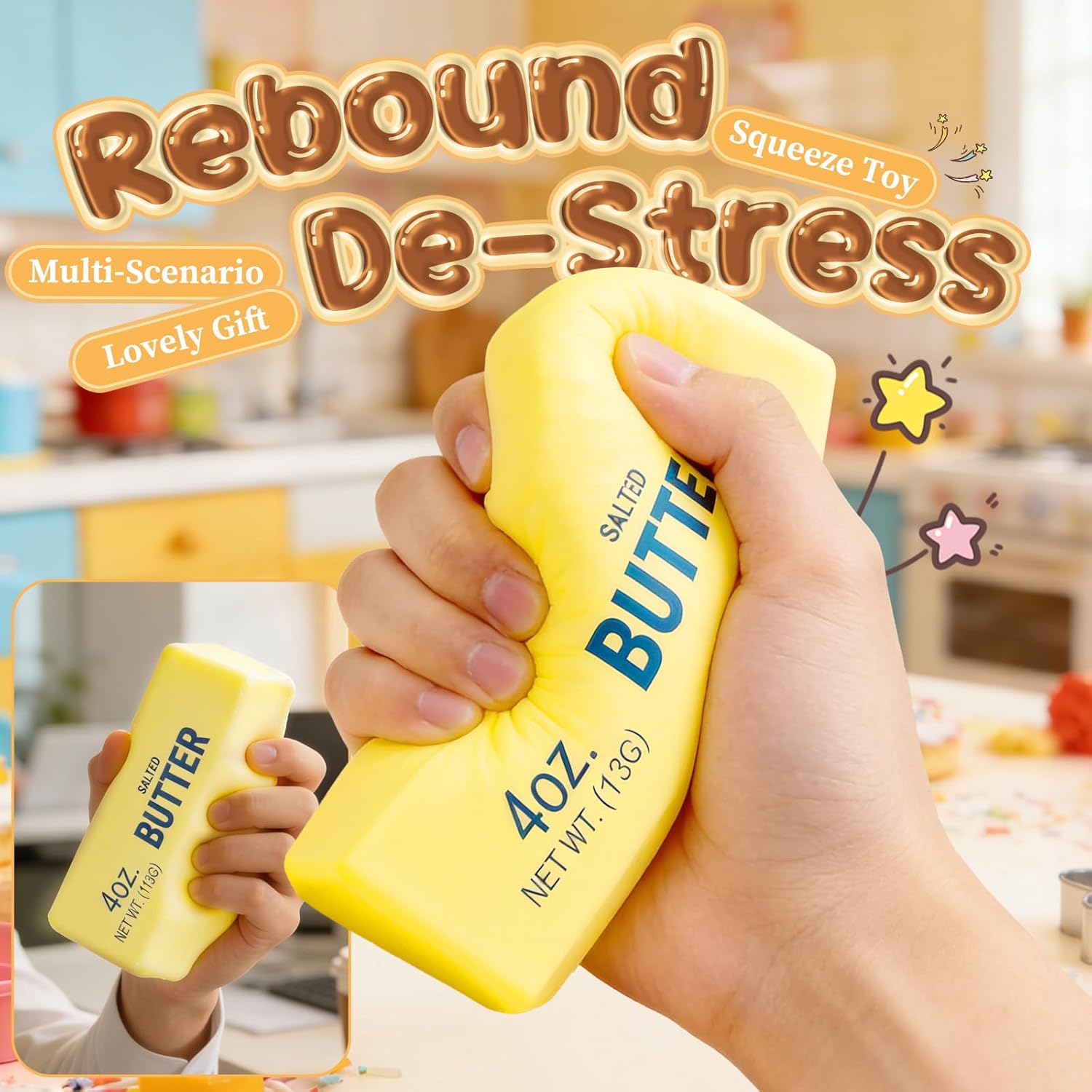 Squeeze Butter Toy, Butter Squishy Stress Toy, Slow Rebound Butter Squeeze Stress toy- Pack of 1