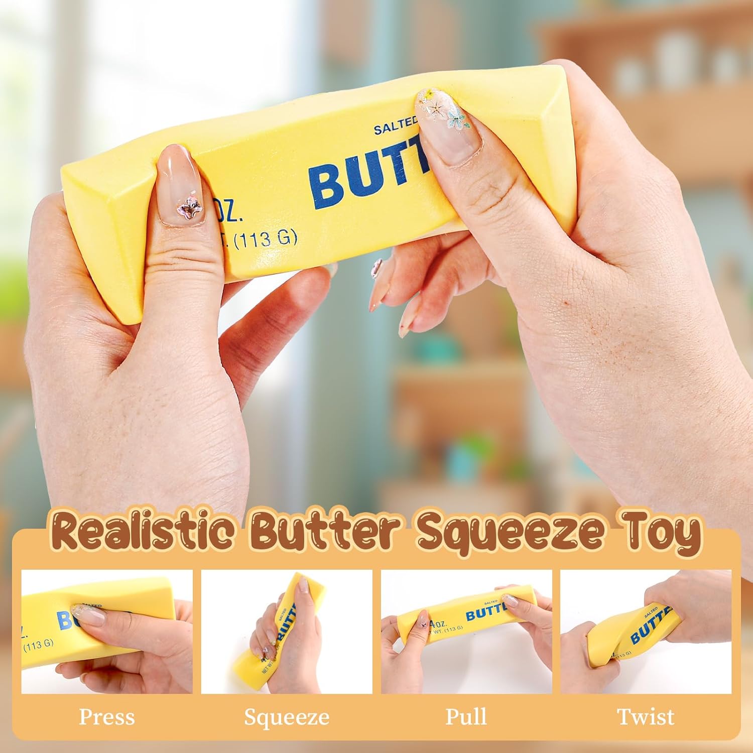 Squeeze Butter Toy, Butter Squishy Stress Toy, Slow Rebound Butter Squeeze Stress toy- Pack of 1