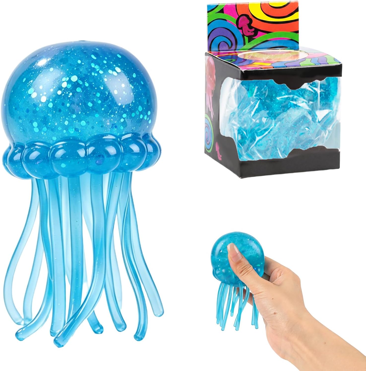 Jellyfish Squishy  Random Fidget Toys - Fidget Toy with Wiggly Tentacles, Soft Squeeze Toy for Stress Relief, Anxiety Relief Small Gifts for Office School Travel Birthday Party for Adults (Colour May Vary)
