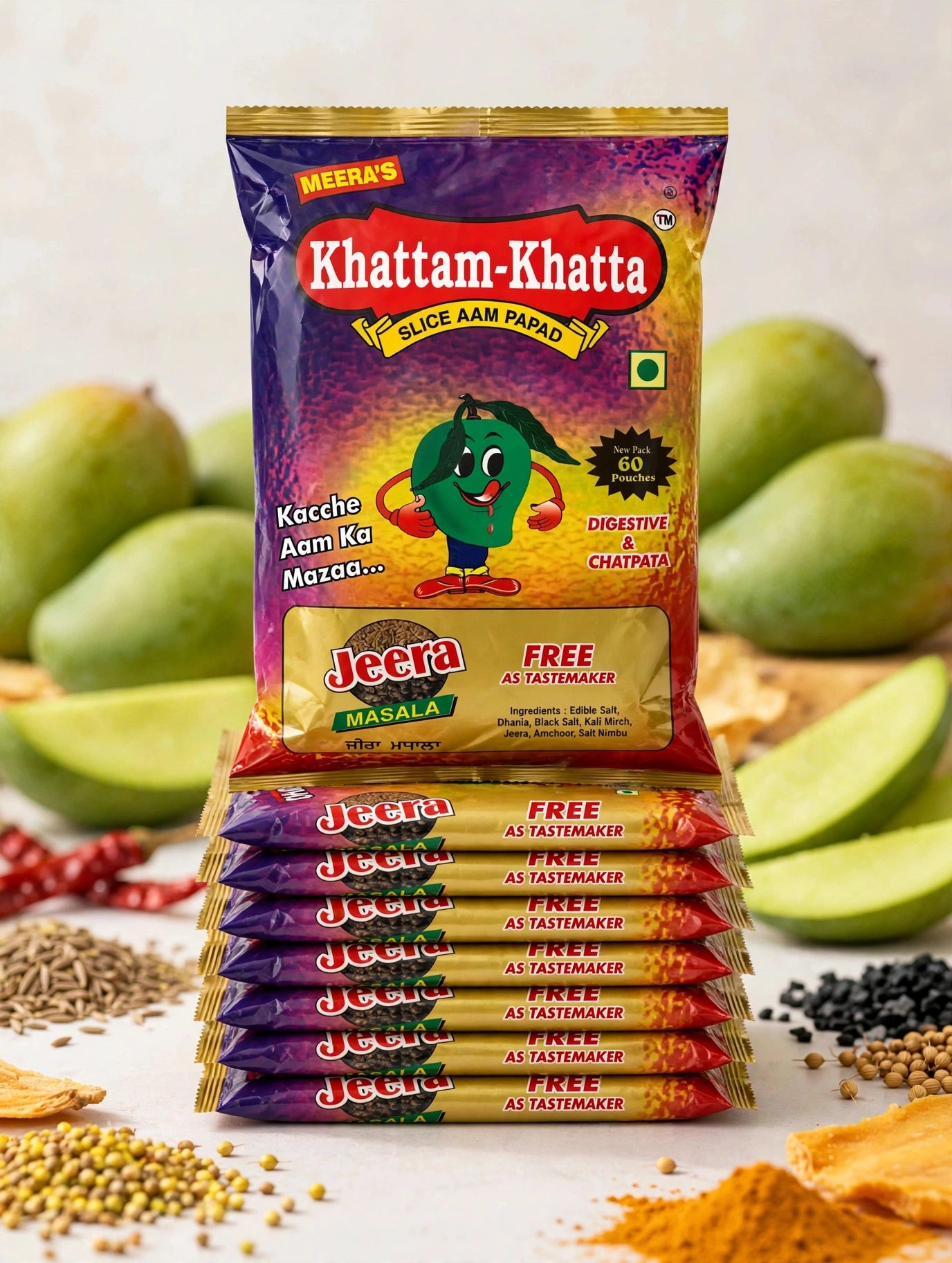 Khattam-Khatta Slice Aam Papad with Jeera Masala - Pack of 10