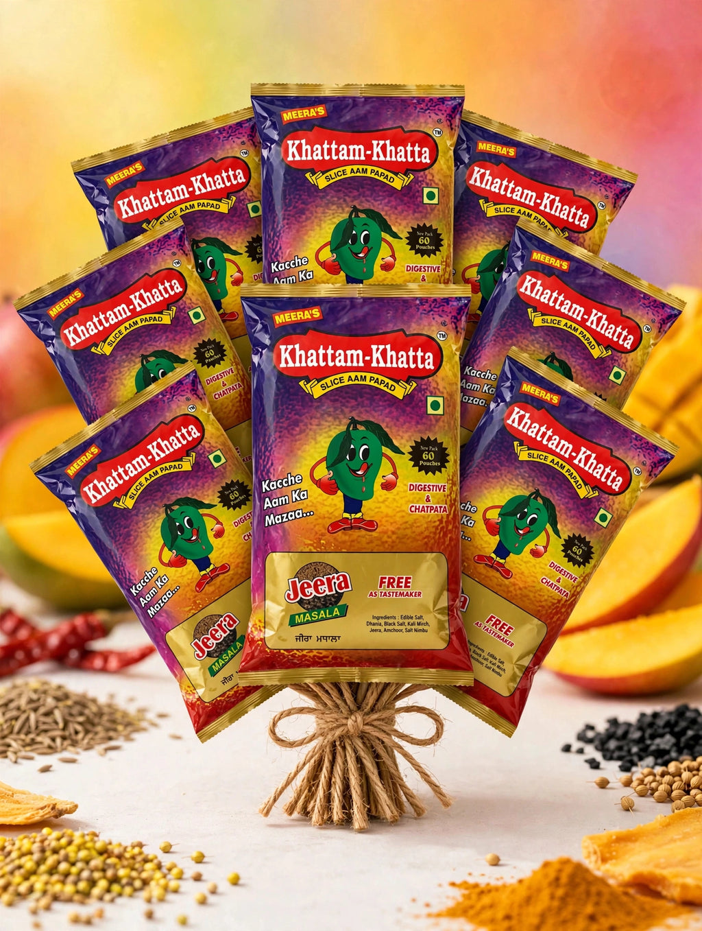 Khattam-Khatta Slice Aam Papad with Jeera Masala - Pack of 10
