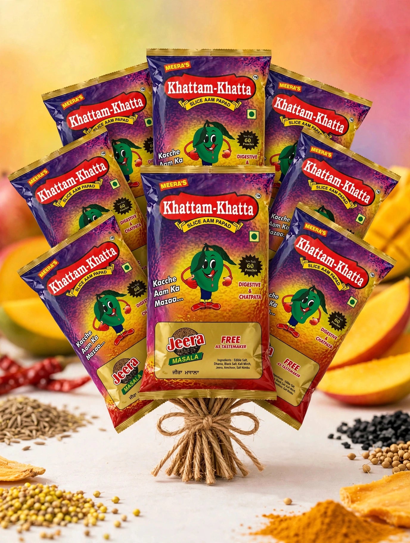 Khattam-Khatta Slice Aam Papad with Jeera Masala - Pack of 10