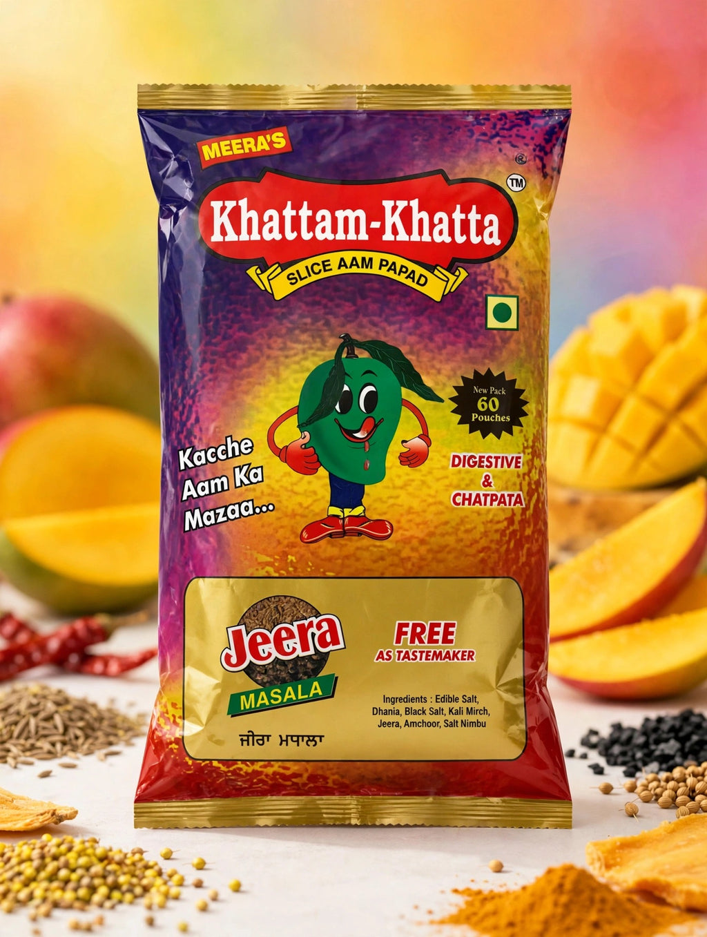 Khattam-Khatta Slice Aam Papad with Jeera Masala - Pack of 10