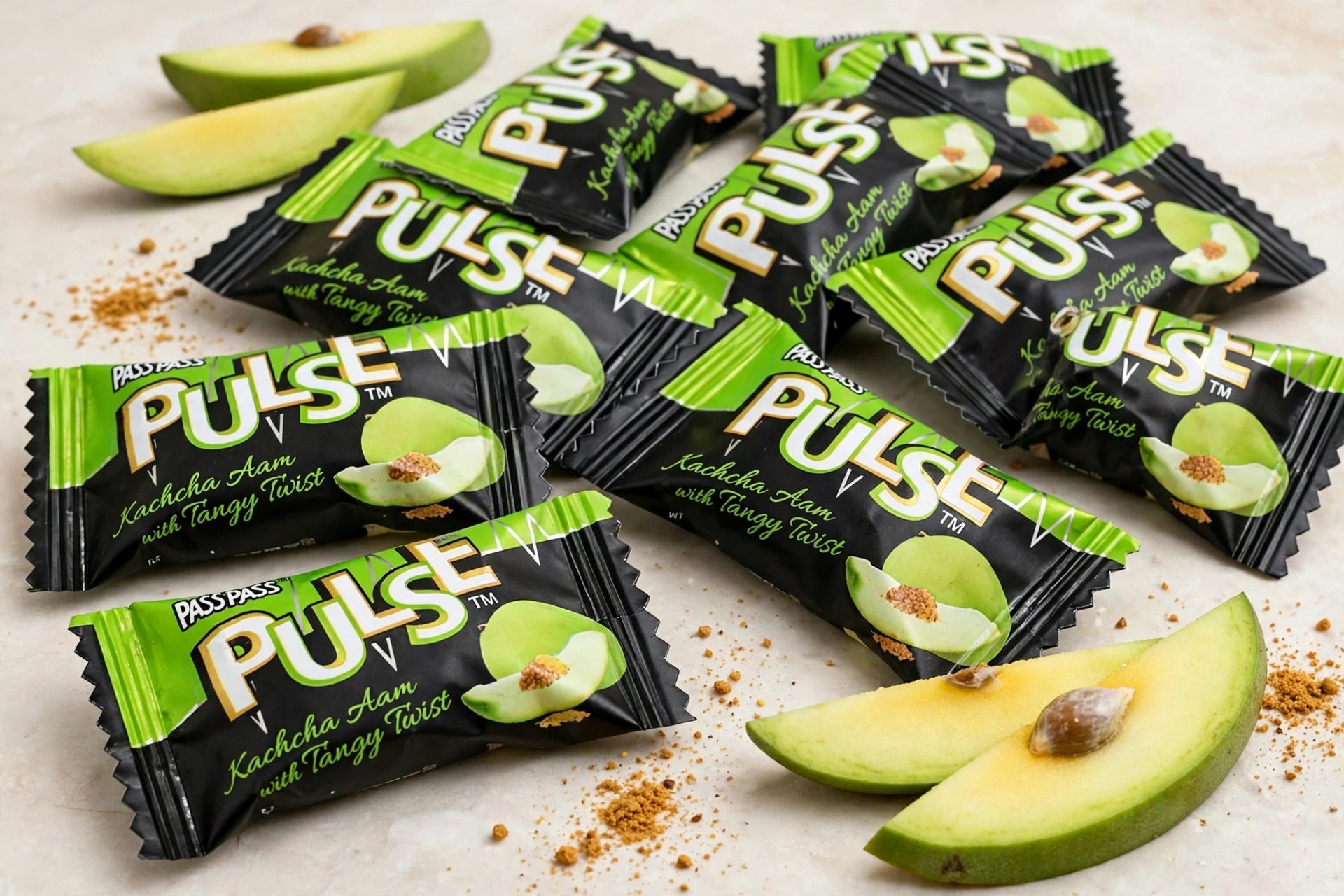 Pulse Kachcha Aam Candy with Tangy Twist - Raw Mango Toffee - Chatpata Masala Filled - 10 Pcs