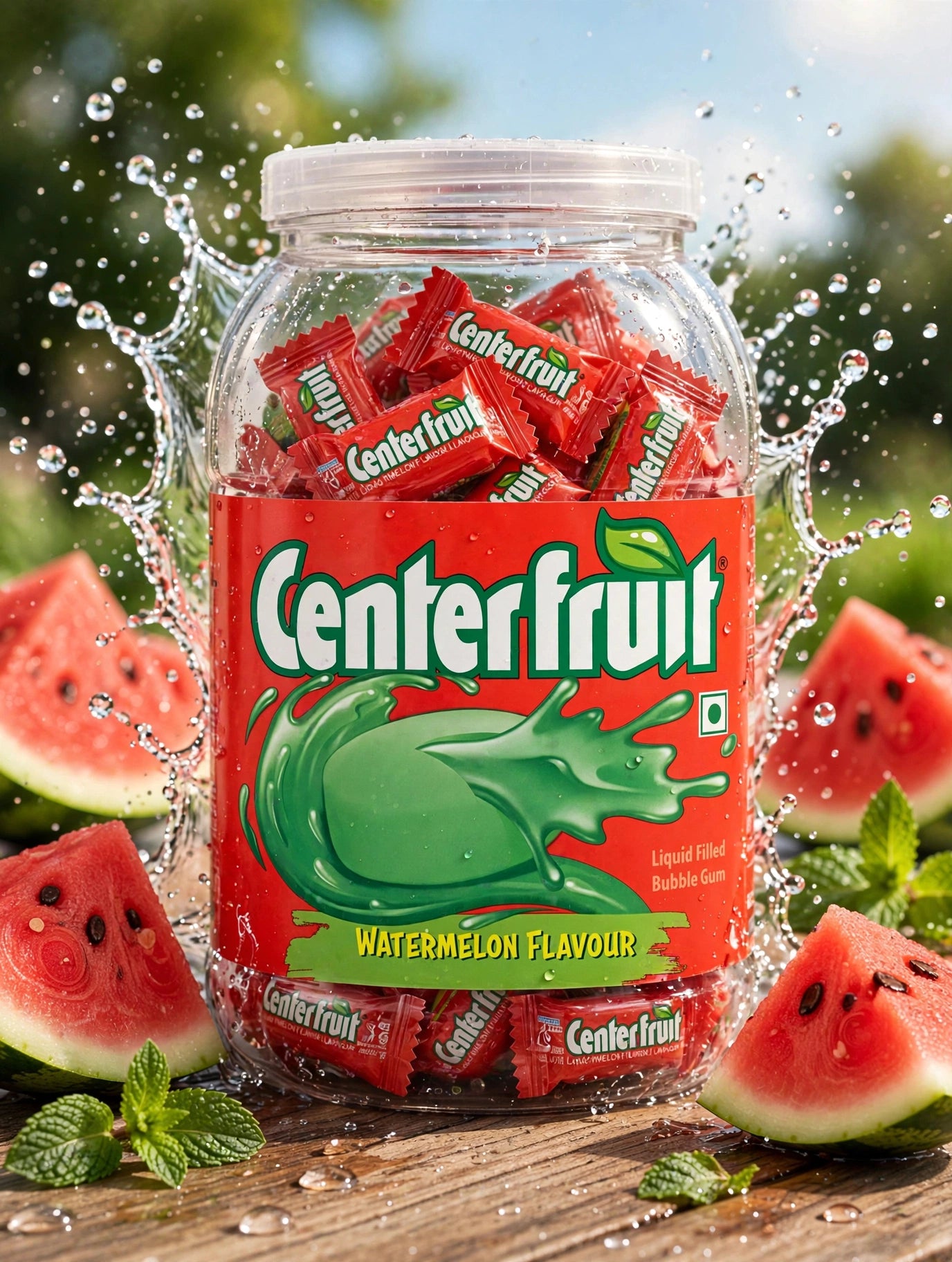 entre Fruit Watermelon Flavour Chewing Gum – Juicy Watermelon Blast (10 pcs)