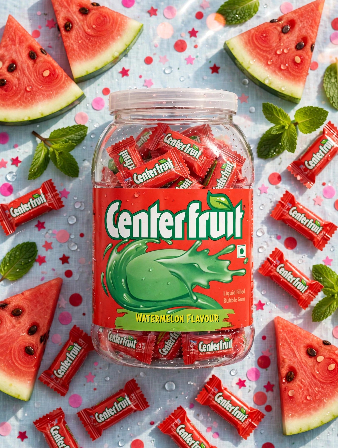 entre Fruit Watermelon Flavour Chewing Gum – Juicy Watermelon Blast (10 pcs)