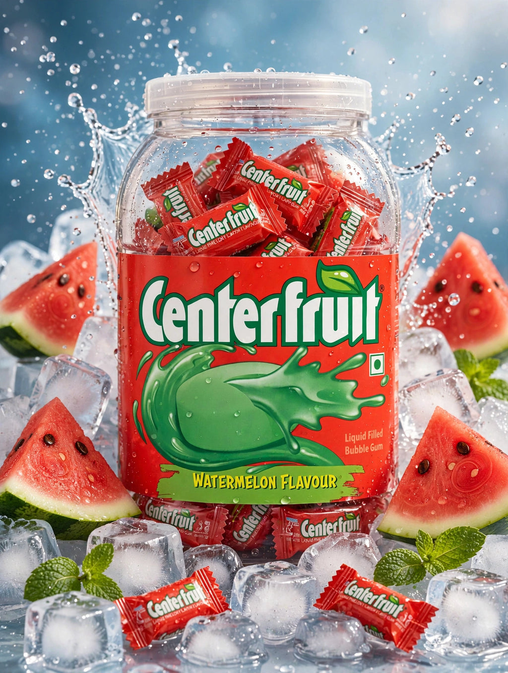 entre Fruit Watermelon Flavour Chewing Gum – Juicy Watermelon Blast (10 pcs)