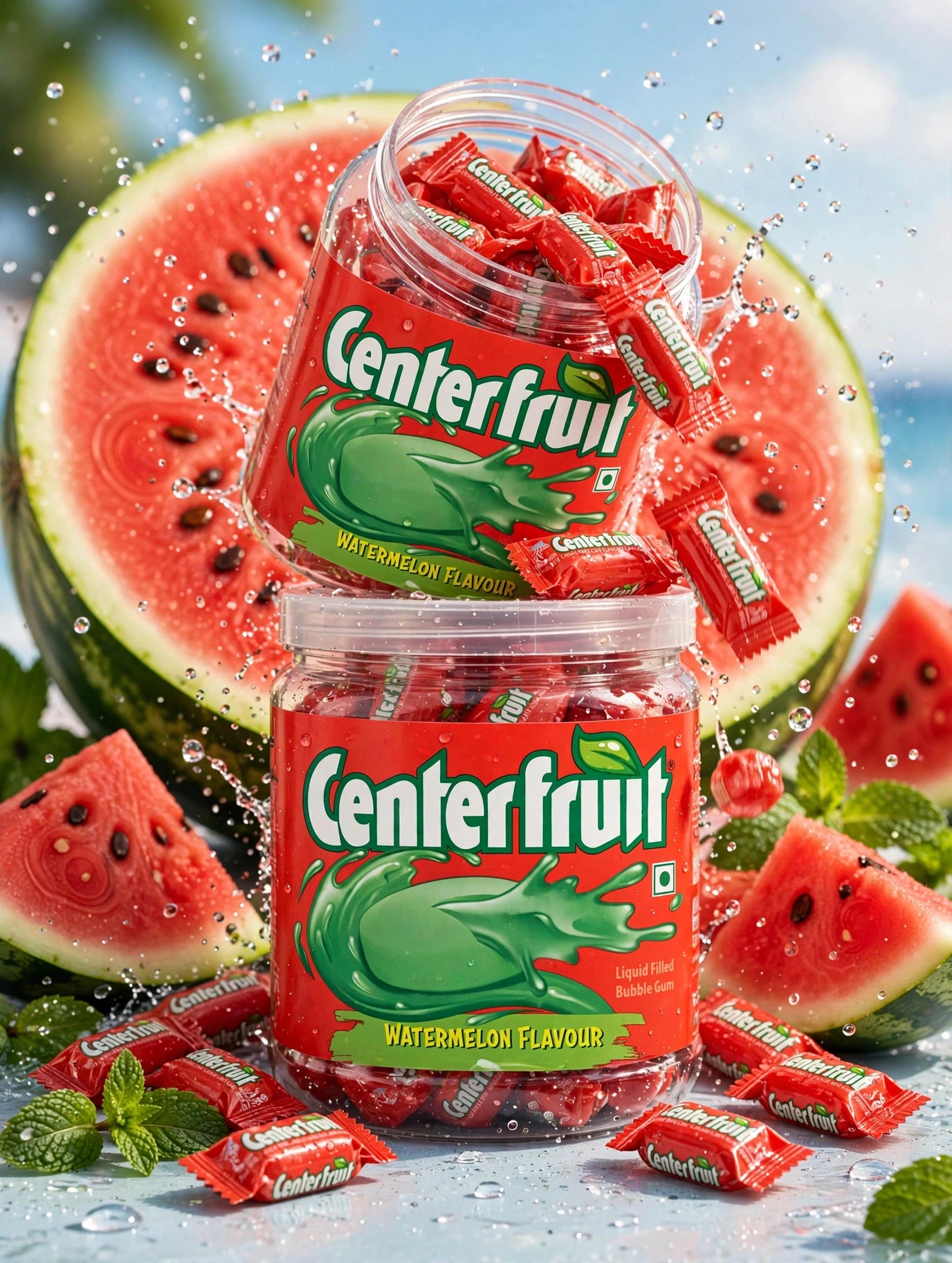 entre Fruit Watermelon Flavour Chewing Gum – Juicy Watermelon Blast (10 pcs)